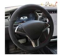 Steering Wheel Braid For Tesla For Model S 2009-2020 For Model X 2012-2020 Hand-Stitched Black Leather Braid Car Steering Wheel Cover Steering Wheel Cover(Style 6)