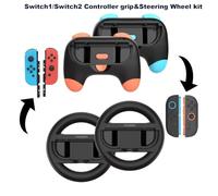 Steering Wheel & Controller Grip Kit Compatible with Nintendo Switch 2 - Ergonomic Racing Steering Wheels & Hand Grip Handles with ABS Construction & Non-Slip Texture, TNS- 5110S