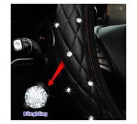 Steering Wheel Cover 1 PU Leather Embroidered Stereo Diamond-encrusted Car Steering Wheel Cover For 14.5-15 Inch Automotive Supplies(Beige)