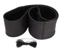 Steering Wheel Cover 35 - 36cm Black Genuine Leather Lace Up Steering Wheel P...