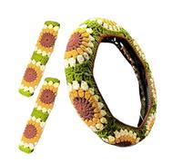 Steering Wheel Cover - 35-38 Cm, Knitted Crochet Non-Slip Car Accessory | Ergonomic Decorative Cover Improving Control Protection and Style Adding Interior of the Vehicle