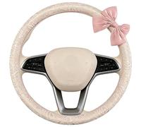 Steering Wheel Cover - 38 cm Diameter Lace Pattern Interior Steering Wheel Cover with Bows - for Trucks, SUVs, Travel, Long Distance Drives, Daily Commuting and Road Trips