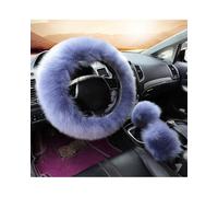 Steering Wheel Cover 38cm Solid Soft Warm Long Wool Fuzzy Steering Wheel Cover Woolen Handbrake Car Sheep Fur Plush Protector Cover Kit Car Steering Wheel Protector(Light grey)