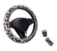 Steering Wheel Cover 3Pcs/set Fashion Leopard Printed Steering Wheel Cover Hand Brake Gear Protective Cap For Car Auto Accessories(1)