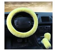 Steering Wheel Cover 3pcs/Set Warm Faux Wool Steering Wheel Cover 38cm Fur Fluffy Thick Auto Car Steering Wheel Plush Cover Soft Wool Decoration Car (Color : Lemon yellow)