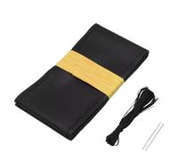 Steering Wheel Cover 42cm 45cm 47cm 50cm Car Truck Cowhide Steering Wheel Cover All-purpose All-hole DIY Hand Sewn Leather(Black 45cm)