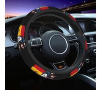 Steering Wheel Cover America And Spain Spanish Flag Combine Lion Universal Protector Universal Protective Cover Decoration Steering Wheel Protector For Truck Suv Most Cars 38CM