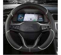 Steering Wheel Cover - Anti-Slip Breathable Leather Grip, Car Interior Accessory For Seat Tarraco Arona Ateca Ibiza Toledo - 38cm - O Blue-D White