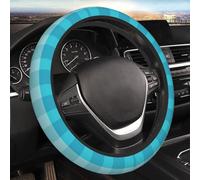 Steering Wheel Cover, Aqua Blue Gingham Print Car Steering Wheel Cover Women Men, Car Accessories for Cars SUV Trucks, Elastic Anti Slip Odorless, Universal 15 inch