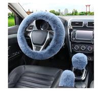 Steering Wheel Cover Artificial Rabbit Fur Car Steering Wheel Cover Warm Winter Car Handbrake Shift Cover Three-piece Set Heating Steering Wheel 38cm(Grey)