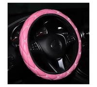 Steering Wheel Cover Artificial Sheepskin Print Stereo Diamond-encrusted Car Without Inner Ring Steering Wheel Cover For 14.5-15 Inches(Pink)