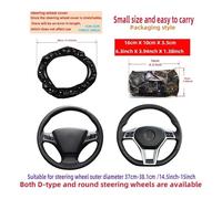 Steering Wheel Cover Artificial Sheepskin Print Stereo Diamond-encrusted Car Without Inner Ring Steering Wheel Cover For 14.5-15 Inches(Black)