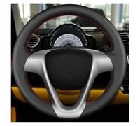Steering Wheel Cover Black Artificial Leather Hand-stitched Car Steering Wheel Covers For Smart For Fortwo 2009-2013 For For Jeremy 2013(Blue Thread)