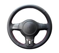 Steering Wheel Cover Black PU Artificial Leather Car Steering Wheel Cover For Golf 6 Mk6 For VW For Polo MK5 2010 2011 2012 2013 Car Wheel Cover(Red)