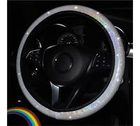 Steering Wheel Cover Bling Bling Diamond Rhinestones Car Steering Wheel Cover 37/38cm Auto Interior Accessories Women Case Car Styling Four Seasons(Silver)