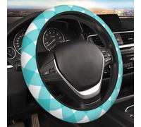Steering Wheel Cover, Blue White Gingham Print Car Steering Wheel Cover Women Men, Car Accessories for Cars SUV Trucks, Elastic Anti Slip Odorless, Universal 15 inch