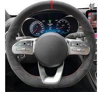 Steering Wheel Cover Car For Benz S-Class For W222 For GLC For A-Class For W177 For C-Class For W205 For E-Class W213 Black Sue Braid Car Steering Wheel Cover(Style 4)