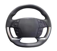 Steering Wheel Cover Car For Grand For C4 For Picasso For Space For Tourer 2013-2022 Hand Stitched Microfibre Leather Car Steering Wheel Cover(Black Thread)