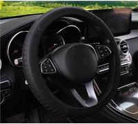 Steering Wheel Cover Car Interior Decorations PU Woven Leather Checkered Car Steering Wheel Cover Is Suitable(Black)