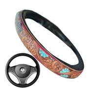 Steering Wheel Cover | Car Interior Retro Western Design, Non-Slip and Abrasion-Resistant Steering Wheel Protector for Car Travel Winter Vehicles