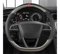Steering Wheel Cover Carbon Fiber Car Steering Wheel Cover For Seat For Leon 5F Mk3 2013-2021 For Ibiza 6J For Tarraco For Arona For Ateca For Alhambra Car Wheel Cover(GREY D SHAPE)