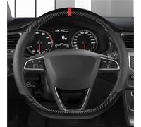 Steering Wheel Cover Carbon Fiber Car Steering Wheel Cover For Seat For Leon 5F Mk3 2013-2021 For Ibiza 6J For Tarraco For Arona For Ateca For Alhambra Car Wheel Cover(BLACK D SHAPE)