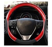 Steering Wheel Cover Carbon Fiber Leather Car Steering Wheel Cover For Toyota E'Z For RAV4 2013-2019 For Corolla 2013-2017 Car Accessory Decoration(Red)