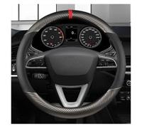Steering Wheel Cover Carbon Fiber+Leather Car Wheel Cover Non-Slip 38cm For Seat For Tarraco For Arona For Ateca For Ibiza For Toledo For Mii For Leon Wheel Sleeve Protector(GREY O)