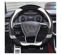 Steering Wheel Cover Carbon Fiber Leather Sport Car Steering Wheel Cover 38cm 15" Non-slip For A1 8X A2 A3 A4 A5 A6 For Avant Auto Accessories Car Steering Covers(WHITE D)