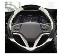 Steering Wheel Cover Carbon Fibre Leather Car Steering Wheel Cover Non-Slip 38cm 15" For Hyundai For Tucson 3 2015 2016 2017 2018 2019 Accessories Car Steering Covers(WHITE)