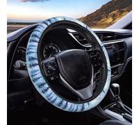 Steering Wheel Cover Christmas Watercolor Blue Pine Trees Snowflake Car Accessories Stretch Car Interior Accessory Anti-Slip For Truck Fit Most Cars Vehicle 38Cm
