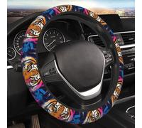 Steering Wheel Cover, Cool Tiger Pink Graffiti Print Car Steering Wheel Cover Women Men, Car Accessories for Cars SUV Trucks, Elastic Anti Slip Odorless, Universal 15 inch