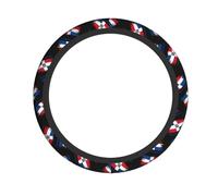 Steering Wheel Cover Dominican Republic Flag Personalized Protective Cover Universal Steering Wheel Protector Durable Universal Protector For Most Cars Auto Truck 38CM
