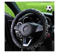Steering Wheel Cover Fits 37-38CM 1 Artificial Sheepskin Embroidered Skin Feeling Soccer Sports Car Without Inner Ring Steering Wheel Cover(A)