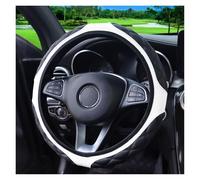 Steering Wheel Cover For 14.1-15 Inch Cars 1 Leather Stereo Embroidered Comfortable Non-slip Car Steering Wheel Cover Car Wheel Cover Protector(White)