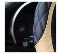 Steering Wheel Cover for Cars 1 Leather stereo embroidered comfortable non-slip car steering wheel cover without inner ring for 14.1-15 inch cars(Beige)