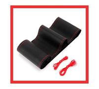 Steering Wheel Cover for Cars 15 Inch/38 cm Car Steering Wheel Cover Artificial Leather Braid On The Steering Wheel Of With Needle And Thread Accessories Car Steering Wheel(Black red thread8)