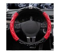 Steering Wheel Cover for Cars 38CM Universal PU Leather Car Steering Wheel Cover Diamond Blingbling Crystal Seat Belt Crystal Crown Accessories Black Car Steering Wheel(Red black)