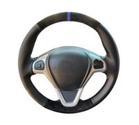 Steering Wheel Cover for Cars Anti-Slip Suede Genuine Leather Steering Wheel Braid Car Steering Wheel Cover For Fiesta EcoSport Car Steering Wheel(Blue Thread)