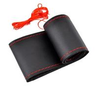 Steering Wheel Cover for Cars Black/Red/Blue Leather DIY Car Steering Wheel Cover Protection Needle 38cm 15" Sticker Genuine Accessories For Focus 2 3 For Kia For Rio Car Steering Wheel(Red)