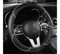 Steering Wheel Cover for Cars Full Leather Stitching Line Car Steering Wheel Cover, Three-Dimensional Anti Slip, Timple and Fashionable. Suitable for Car Deco(Beige)