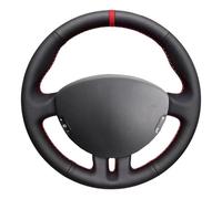 Steering Wheel Cover for Cars Hand-Stitched Black Artificial Leather Braid Car Steering Wheel Cover For Clio 3 2008 2009 For Clio Dynamics 2008 For Clio Mk 3(Red Blue Thread)