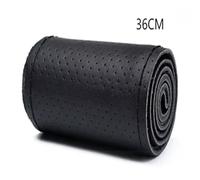 Steering Wheel Cover for Cars Hand-Stitched Steering Wheel Cover 36-40cm DIY Leather Braid on the With Needles Thread Car-Styling Steering Covers Car Steering Wheel(Black Thread 36cm 2)