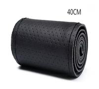 Steering Wheel Cover for Cars Hand-Stitched Steering Wheel Cover 36-40cm DIY Leather Braid on the With Needles Thread Car-Styling Steering Covers Car Steering Wheel(Black Thread 40cm 2)