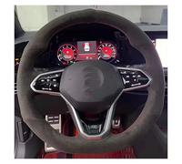 Steering Wheel Cover for Cars Suede For VW For Atlas 8 Mk8 For Jetta B9 Sharan Steering-Wheel Cover Wrap Car Steering Wheel(Black thread)