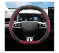 Steering Wheel Cover for Cars Suede Leather Car Steering Wheel Cover for MG for ZS HS ES5 2025 Auto Interior Accessories Car Steering Wheel(Double D Black Red)