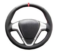 Steering Wheel Cover For Fiesta 2008-2016 2017 For Ecosport 2014 2015 2016 2017 DIY Hand-Stitched Black PU Leather Car Steering Wheel Cover(White Thread)