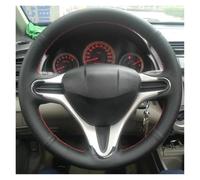 Steering Wheel Cover For Fit For Jazz For City 2009-2013 For Insight 2010 2011 2012 2013 2014 Car Accessories Non-Slip Leather Car Steering Wheel Cover(White Thread)