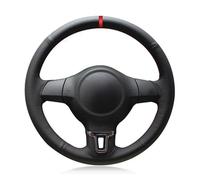 Steering Wheel Cover For Golf 6 Mk6 For VW For Polo MK5 2010-2013 Hand-Stitched Soft Black Car Steering Wheel Cover Steering Wheel Protector(Red Thread)