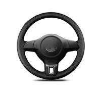 Steering Wheel Cover For Golf 6 Mk6 For VW For Polo Sagitar For Santana For Jetta For Bora Mk6 DIY Artificial Leather Black Steering Wheel Cover Breathable(White Thread)